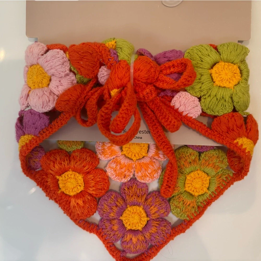 NWT Piper K Floral Crochet Headscarf bandana